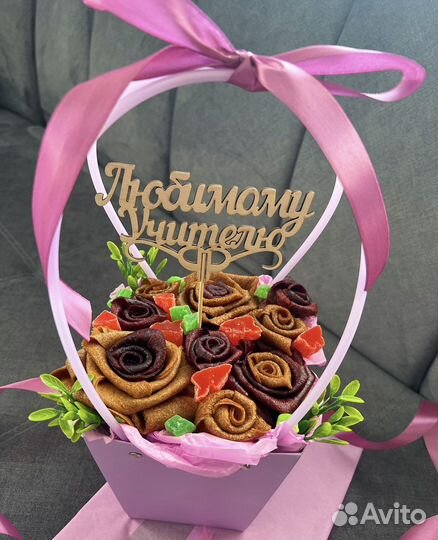 Съедобные букеты, корзины, подарок на 8 марта