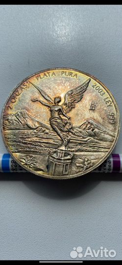 Монета серебро Мексика 2003, 2 унц