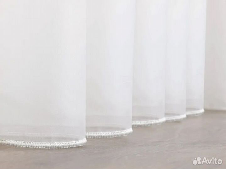 Новая Тюль (вуаль) белая, серая на шторной ленте