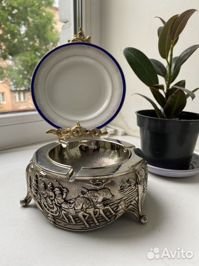 Пепельница, глубокое серебрение, медь Редкость