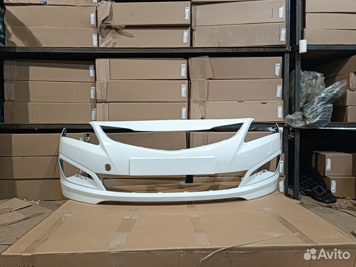 Бампер передний hyundai solaris белый 14 - 17