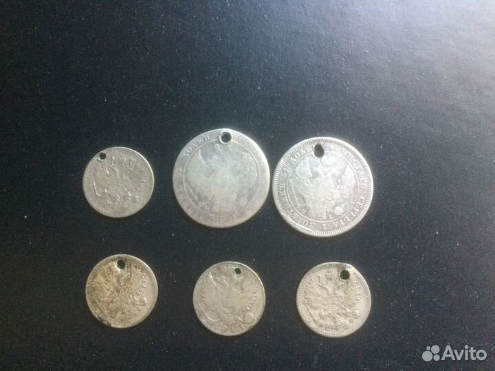 Монеты серебрянные 25 и 10 копеек царские