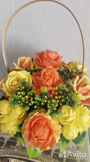 Букет из роз и пионов,мыло ручной работы