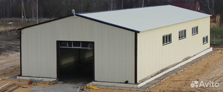 Каркасные ангары, склады, цеха из профнастила