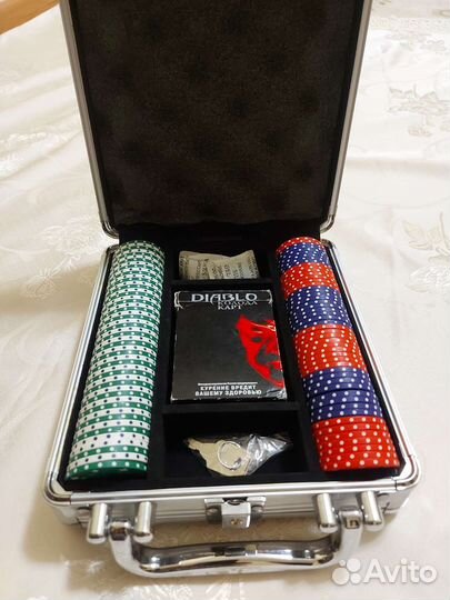 Набор для игры в Покер в мет.кейсе diablo
