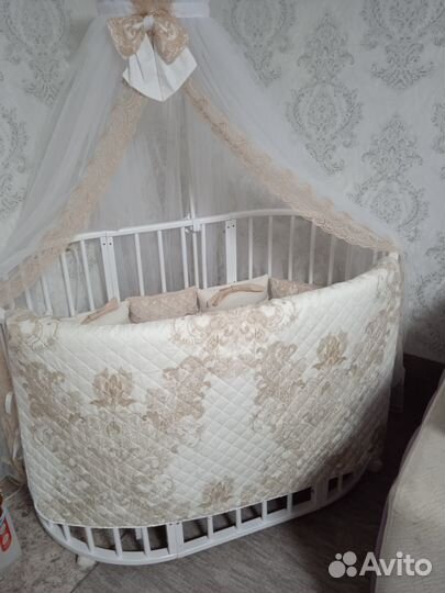 Детская кроватка трансформер круглая