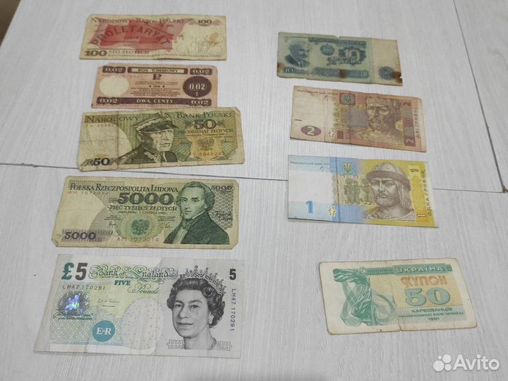 Банкноты СССР, Польша, Британия, Болгария и др