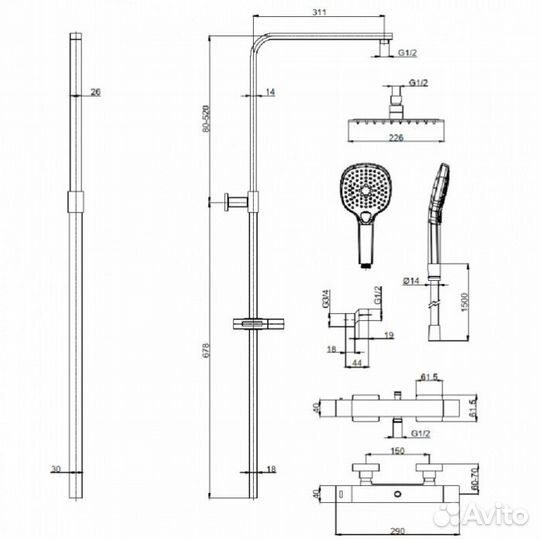 Душевая стойка aquame AQM8007CR