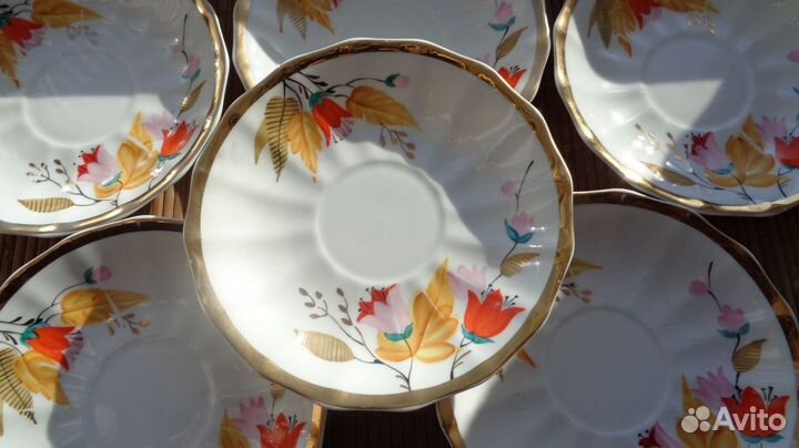 Сахарница Блюдце Вербилки Набор 6 шт Фарфор СССР
