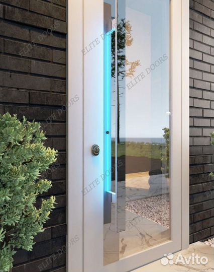 Металлическая остекленная входная дверь для дома