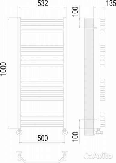 Виктория П20 500х1000 Полотенцесушитель terminus