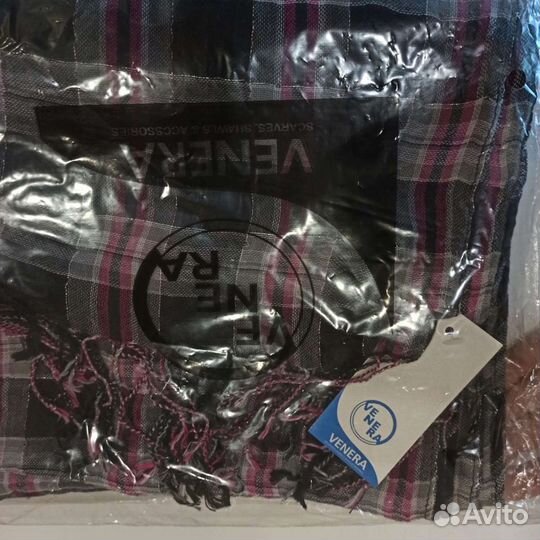 Палантин Италия шерсть вискоза 58*185 в клетку