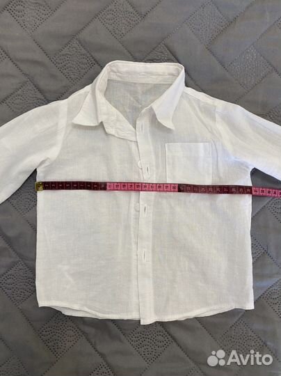 Льняная рубашка белая для мальчика размер 80