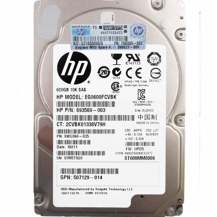 [590826-001] Жесткий Диск Hp 600gb Sas 2,5" Hdd 590826-001