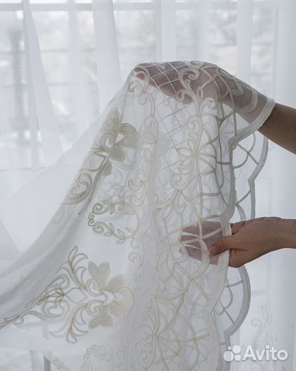 Тюль Флоренция айвори готовый на окна пошив