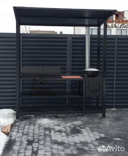 Мангал с печью под казан