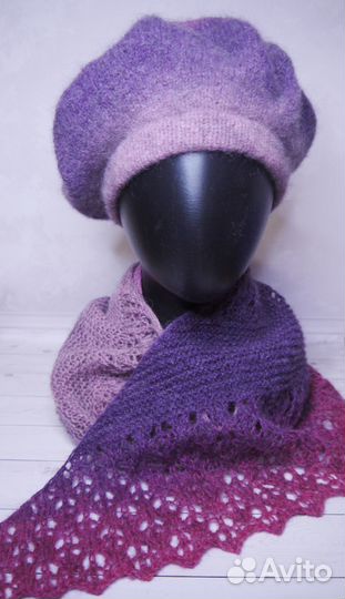 Берет и шарф - бактус, 100% шерсть, новые