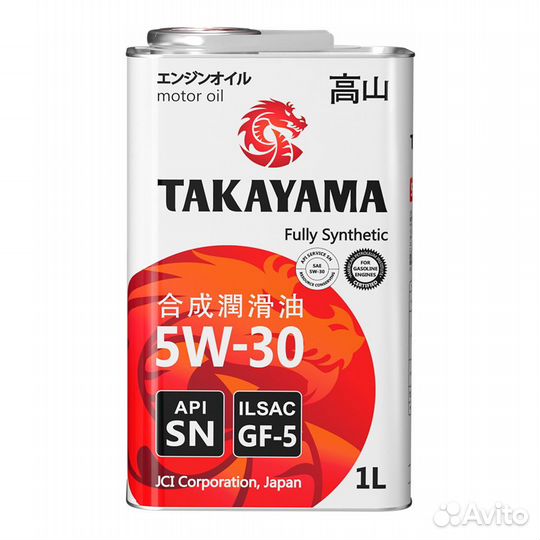 Масло takayama SAE 5W30, ilsac GF-5, API SN (4л)