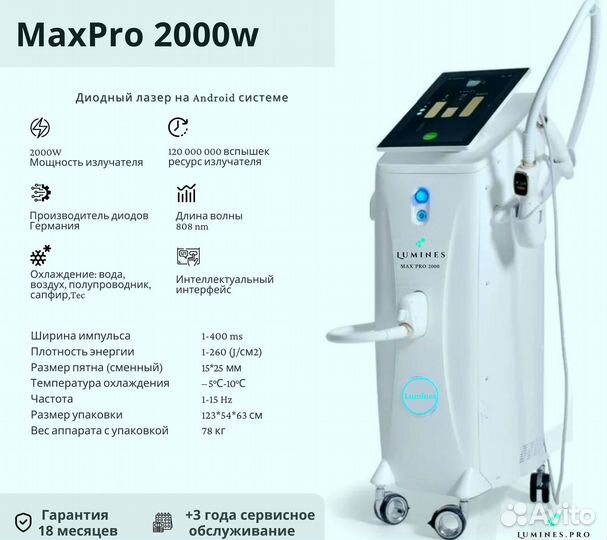Диодный лазер для эпиляции Лю'Минес Max’Pro 2000 Вт