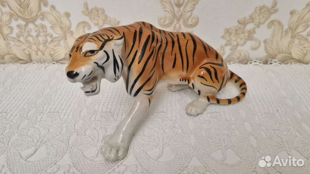 Фарфор статуэтка Тигр Шерхан лфз 27см. 1960-е СССР