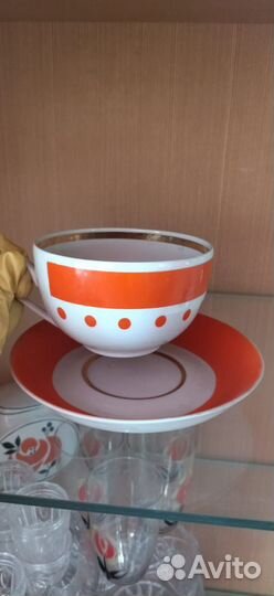 Чайная пара,1950г.,Дмитровский фарфоровый завод