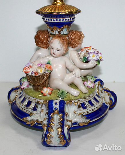 Подсвечник. Ангелы. Канделябр. Бронза. Фарфор