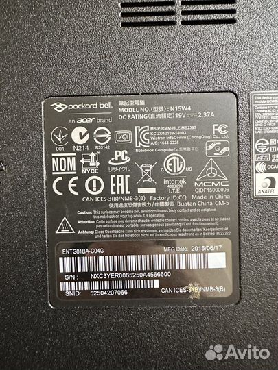 Ноутбук packard Bell (acer) N15W4