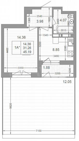 1-к. квартира, 45,2 м², 3/17 эт.