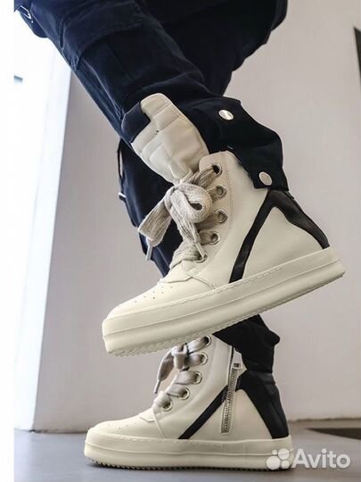 Кеды Rick Owens Geobasket Jumbo Laces Белые