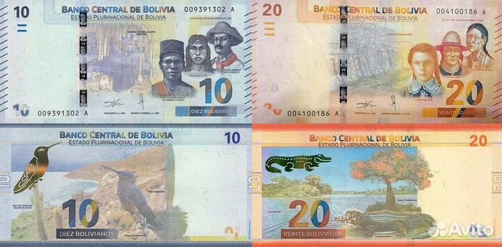 Банкноты Багамских, Боливии, Ботсваны, Брунея