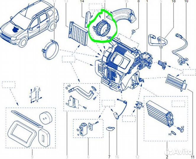 Мотор печки (Вентилятор отопитель) Renault Duster