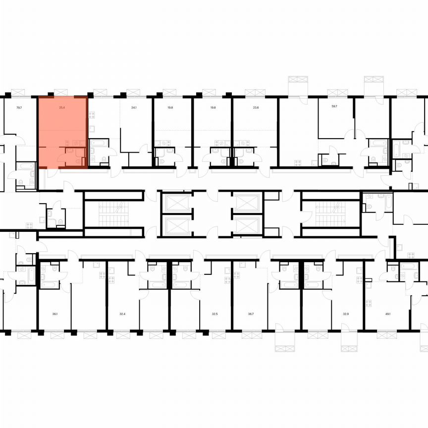 Квартира-студия, 25,4 м², 6/22 эт.