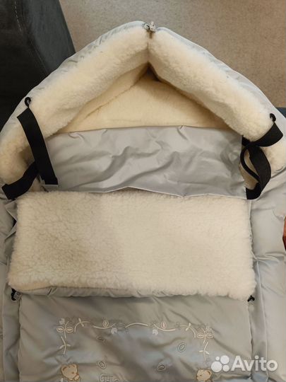 Зимний конверт в коляску на овчине