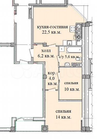 2-к. квартира, 62,3 м², 2/10 эт.