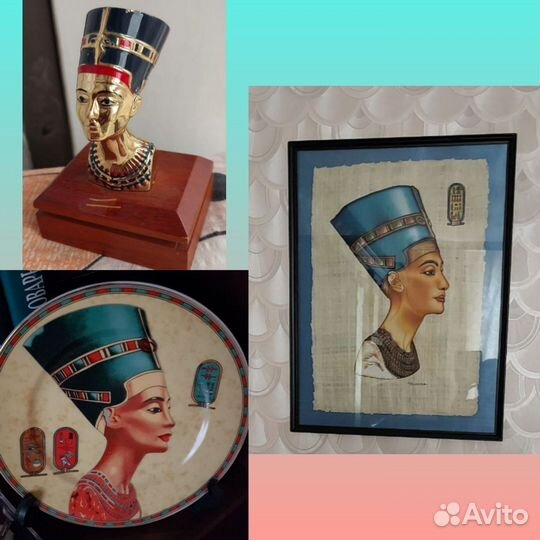 Папирус, статуэтка и тарелочка