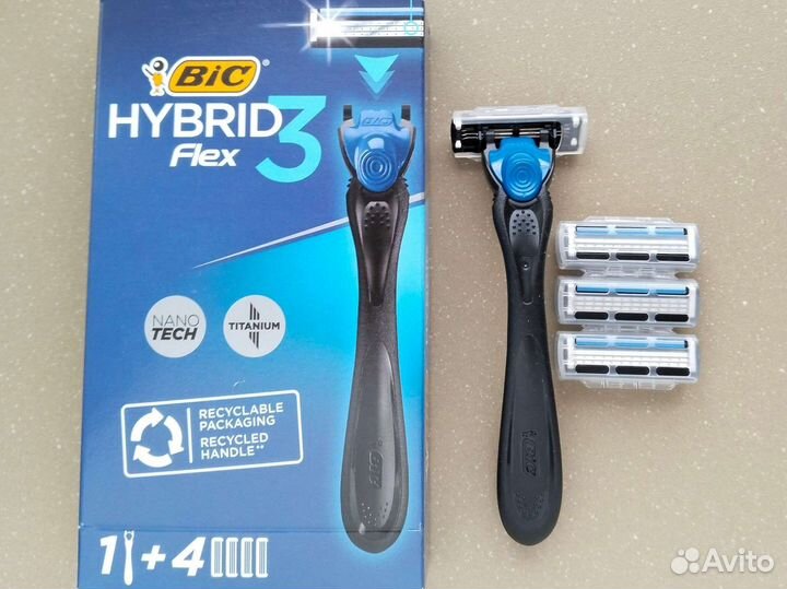 4 касс. и станок бритва BIC Hybrid 3