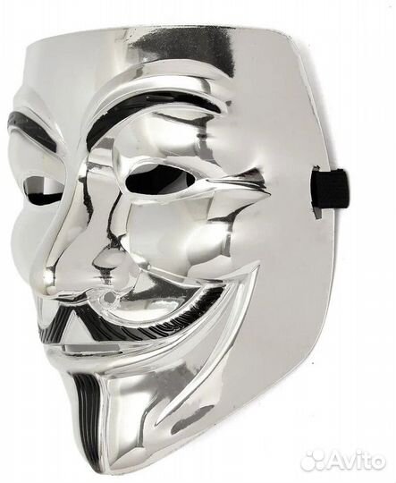 Маска анонимус золото, черная и серебряная