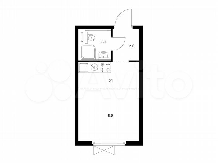 Квартира-студия, 20 м², 13/16 эт.