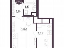 1-к. квартира, 27,6 м², 9/10 эт.