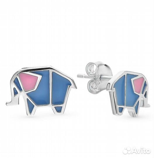 Серебряные серьги с эмалью