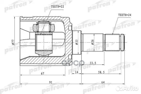 ШРУС внутренний левый 24x35x22 KIA shuma,II/SEP