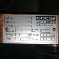 Винтовой компрессор дэн-37Ш. rotorcomp NK160-V001