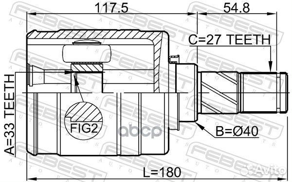 Шрус внутренний левый 33X40X27 0211JJ10ELH Febest