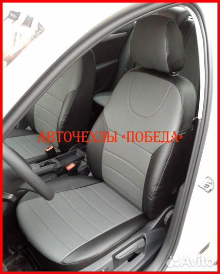 Чехлы Skoda Octavia A7 из экокожи чёрно-серые