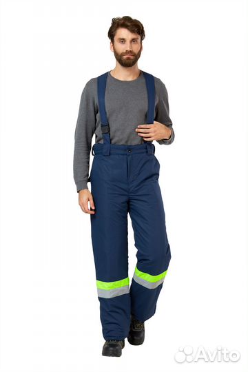 Костюм мужской зимний Илион, синий/неон