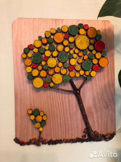 Эко-панно, картина, дерево, масло, гуашь