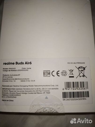 Беспроводные наушники realme buds air 6 global