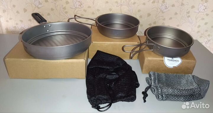 Титановая сковородка Tomshoo Lixada 1,1л-0,5-0,35л