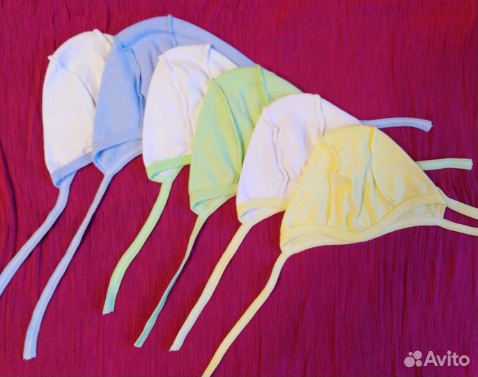 Чепчики для малыша, р 42-44, 6шт