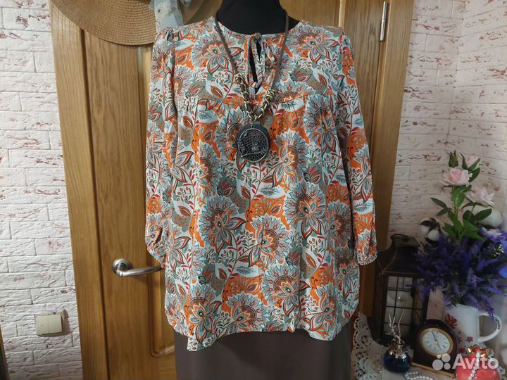 Блузка в цветочек бохо оверсайз вискоза Польша